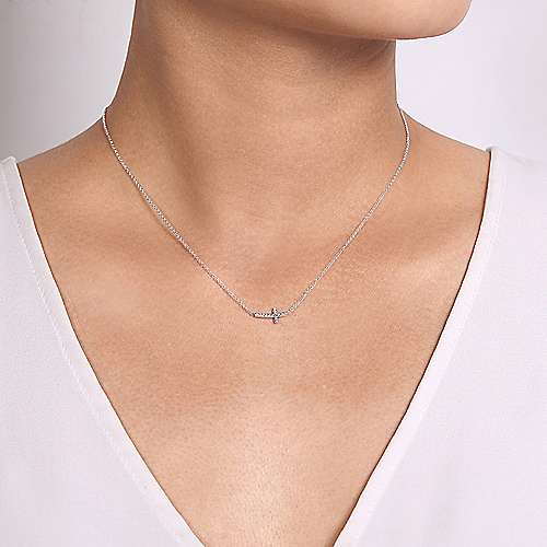 Diamond sideways sale cross necklace