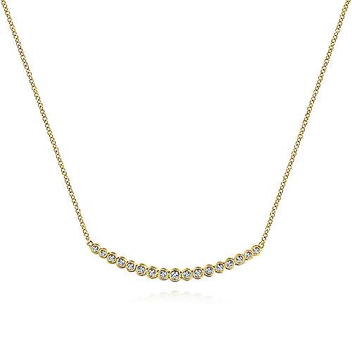 Graduated Diamond Curved Bar Necklace