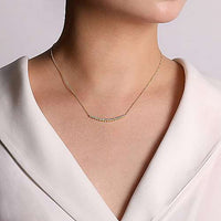 Graduated Diamond Curved Bar Necklace