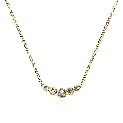 Curved Diamond Bar Necklace