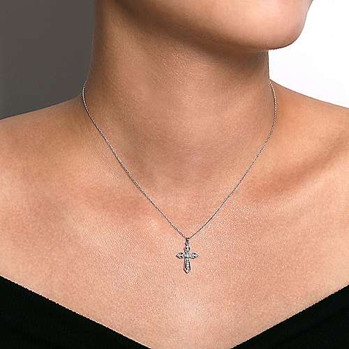 Openwork Diamond Cross Necklace