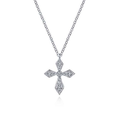 Pointed Diamond Cross Necklace