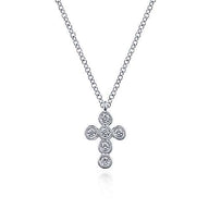 Rounded Diamond Cross Necklace