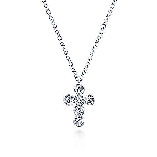 Rounded Diamond Cross Necklace