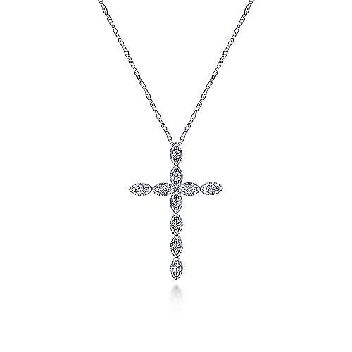 Bubble Diamond Cross Necklace