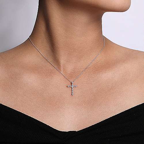 Bubble Diamond Cross Necklace