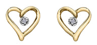 Heart Diamond Yellow Gold Earrings