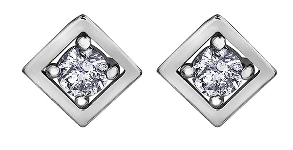 Square Diamond Stud Earrings