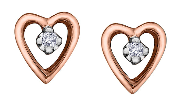 Heart Diamond Rose Gold Earrings