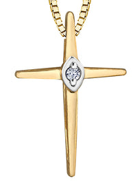 Diamond Cross Yellow Gold Necklace