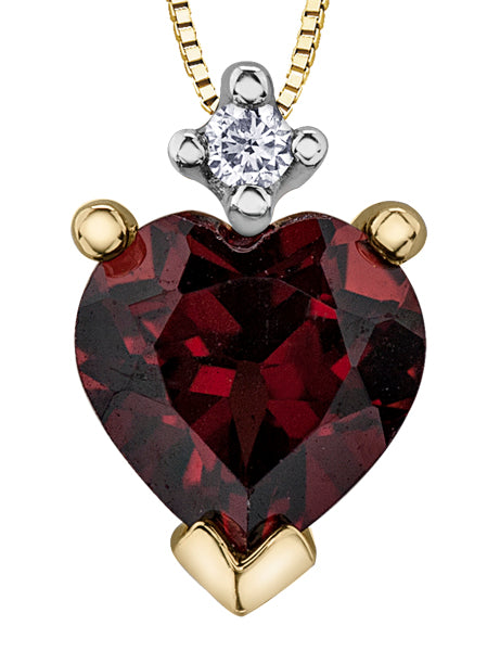 Garnet & Diamond Heart Necklace