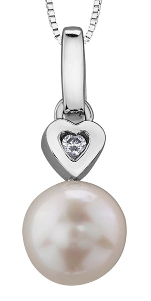 Pearl Diamond Pendant Necklace