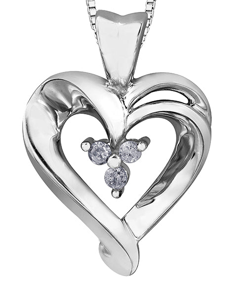 Triple Diamond White Gold Heart Necklace