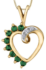 Emerald and Diamond Heart Necklace