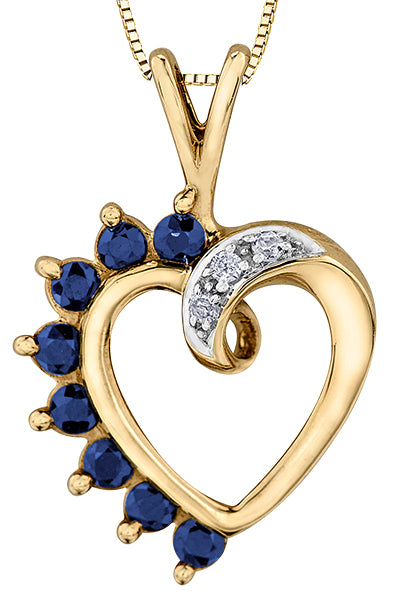 Blue Sapphire and Diamond Heart Necklace