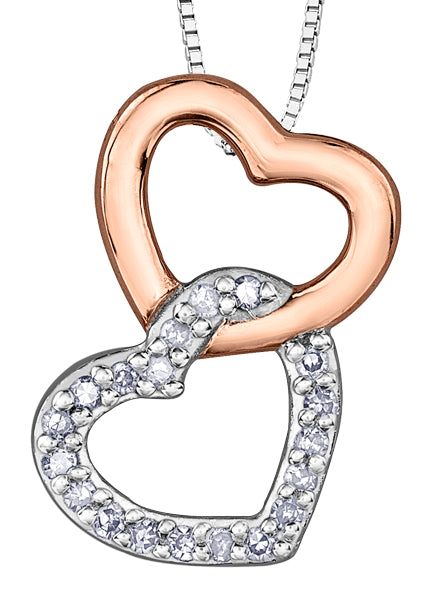 Diamond Rose Gold Double Heart Necklace