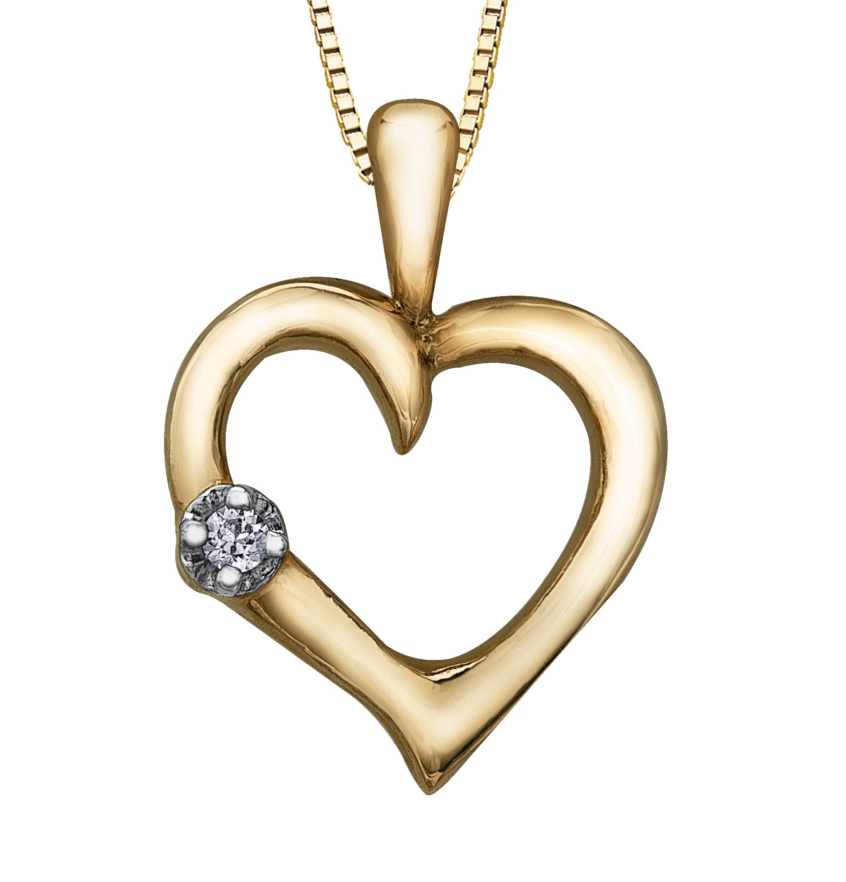 Yellow Gold Diamond Heart Necklace