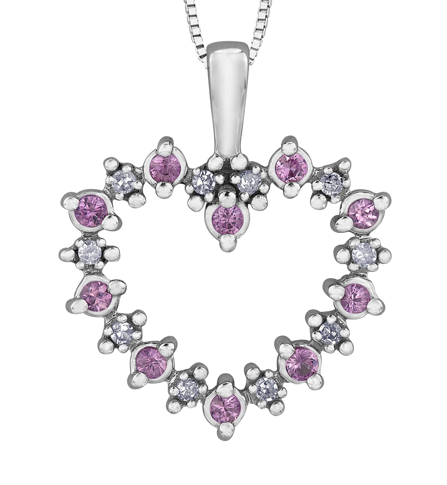 Pink Sapphire & Diamond Heart Necklace