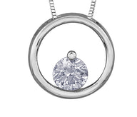 White Gold and Diamond Circle Pendant Necklace