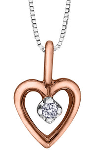 Diamond Rose Gold Heart Pendant Necklace