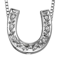 Diamond White Gold Lucky Horseshoe Pendant Necklace