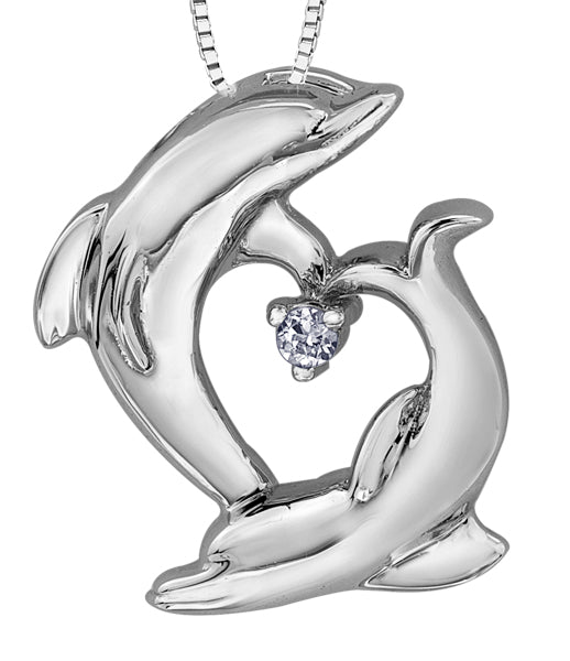 Twirling Dolphins Pendant Necklace