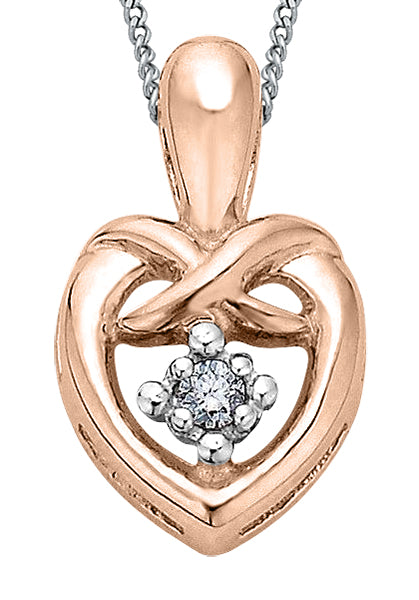 Rose Gold Diamond Heart Pendant Necklace