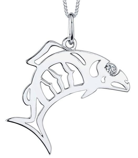 White Gold Salmon Pendant Necklace