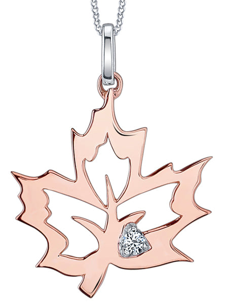 Rose Gold Canadian Maple Leaf Diamond Necklace