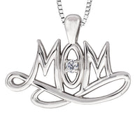 Sterling Silver Mom Diamond Pendant Necklace