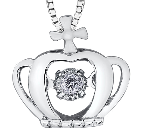 Dancing Diamond Crown Pendant Necklace