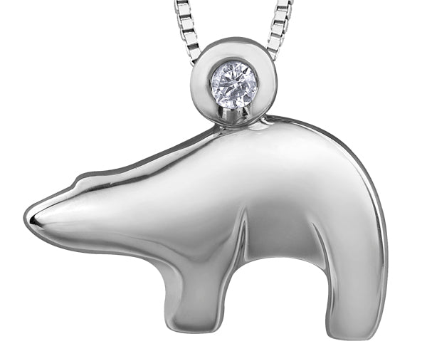 Silver Polar Bear Pendant Necklace